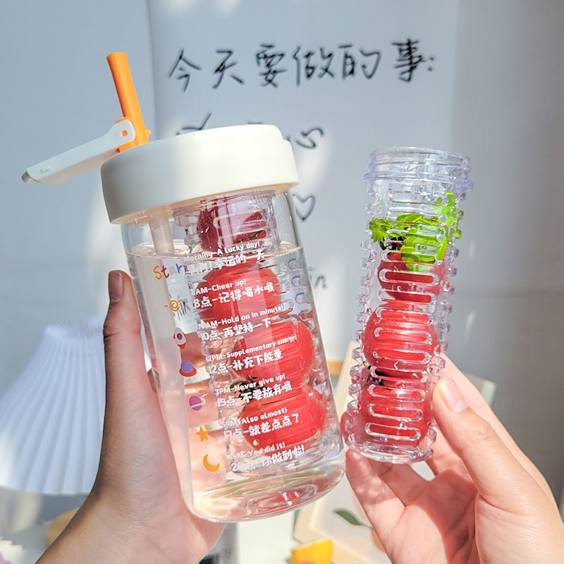 Water cup for women, new high-looking glass flower tea cup, high temperature resistant tea water separation tea cup, straw cup, transparent cup