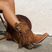 S 72962 Rivet Buckle Suede Boots ���ն�ѥ �羳����ѷŷ��