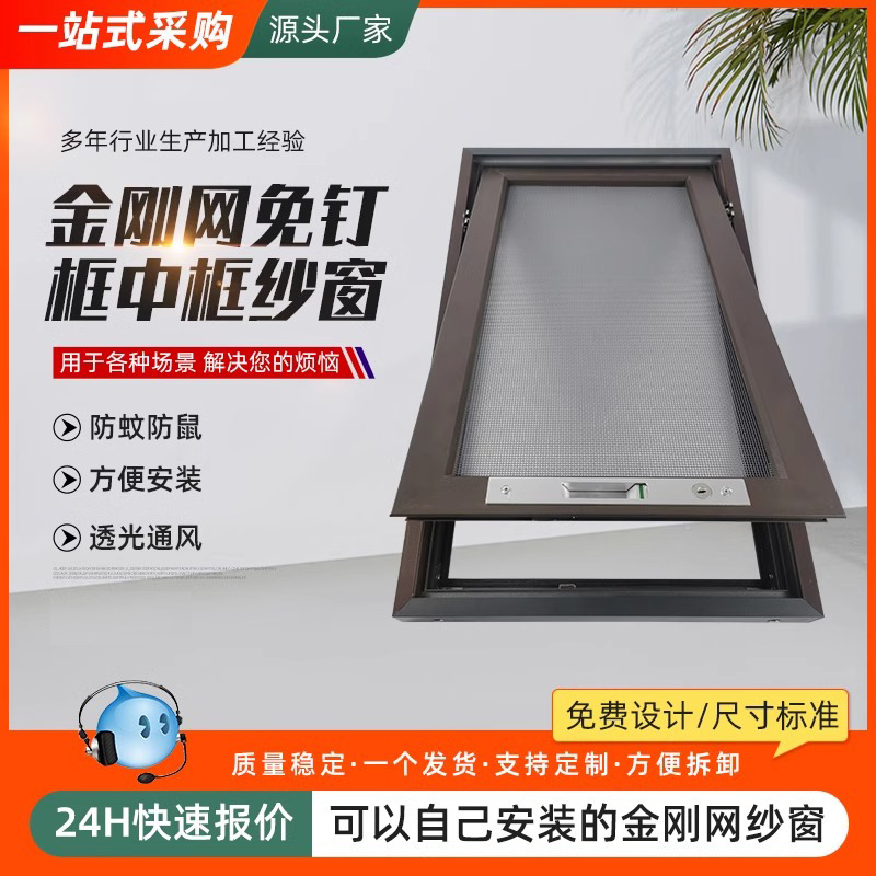Ventana de pantalla de malla de diamante abierta interna abierta exterior marco de bisagra abierta interna marco desmontable limpieza de acero inoxidable con cerradura personalizada