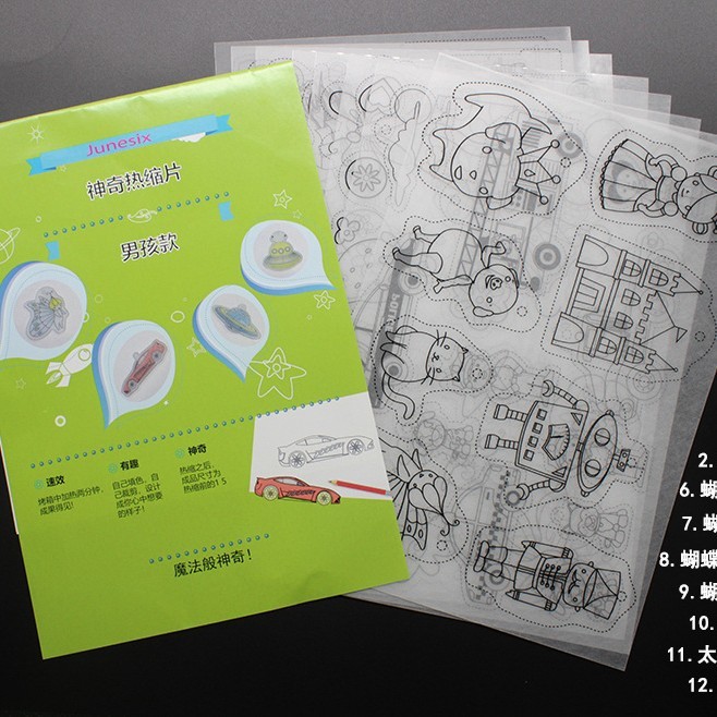 アマゾン熱収縮シートカラー鉛手描きdiy印刷パターン付き着色熱収縮シート半透明8枚/バッグ|undefined
