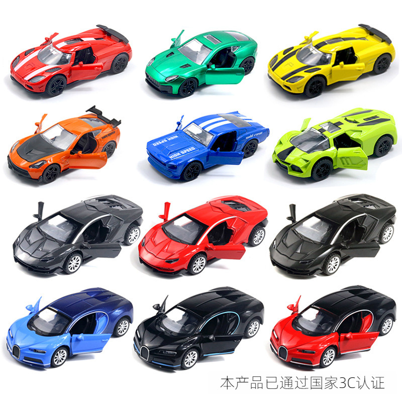 Bulk alloy car model sports car 2 door boys and children toys pull back car model cake decorations wholesale