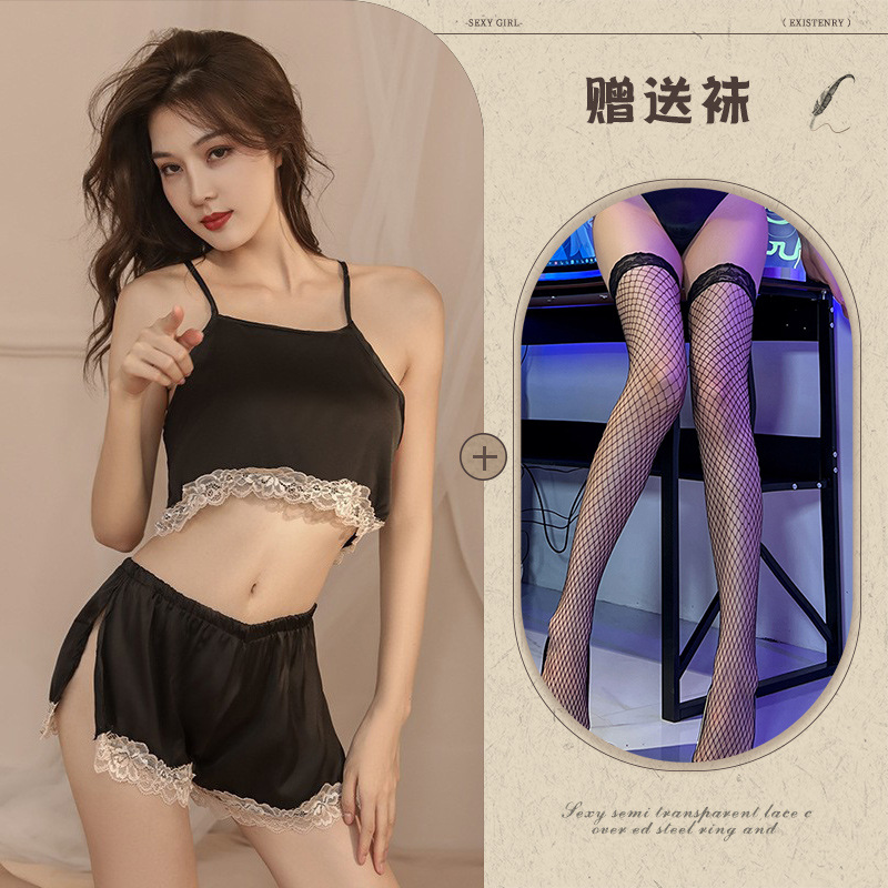 블랙 + 블랙 망사 스타킹