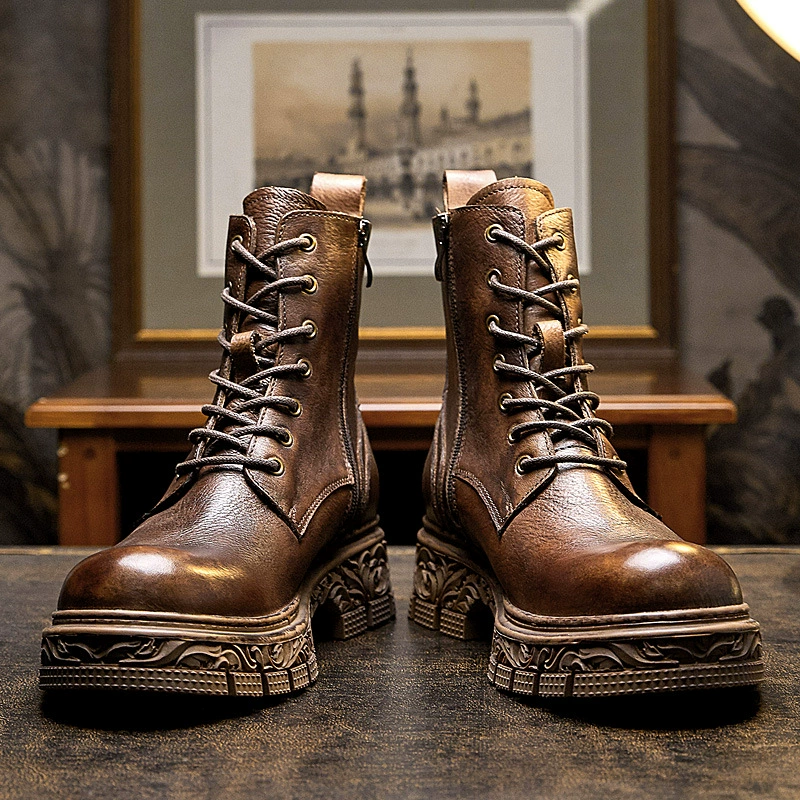 Осенне-зимние Ботинки Martin, мужские ботильоны из натуральной кожи с верхним слоем из воловьей кожи, британские БОТИНКИ для спецодежды на флисовой подкладке, модная мужская обувь с высоким берцем