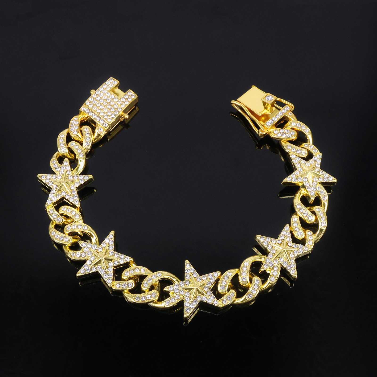 Europe Amérique du Nord Vente flash Collier homme étoile à cinq branches en alliage de diamants, haut de gamme et original, style transfrontalier_voghion.com