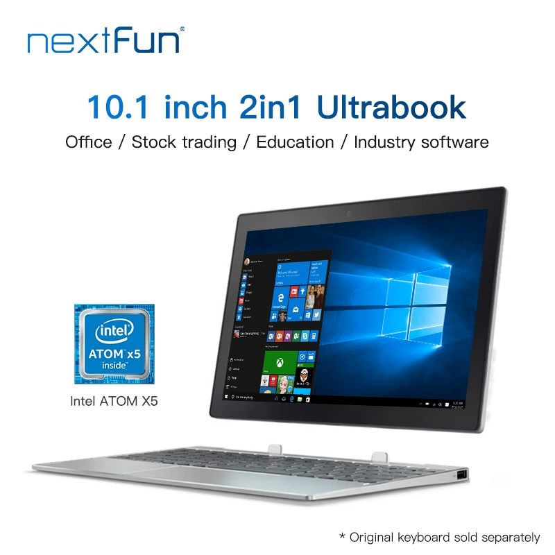 10.1-дюймовый 2-в-1 планшетный ноутбук (nextfun), Intel Atom X5, Windows 10, 4G LTE, 64 ГБ