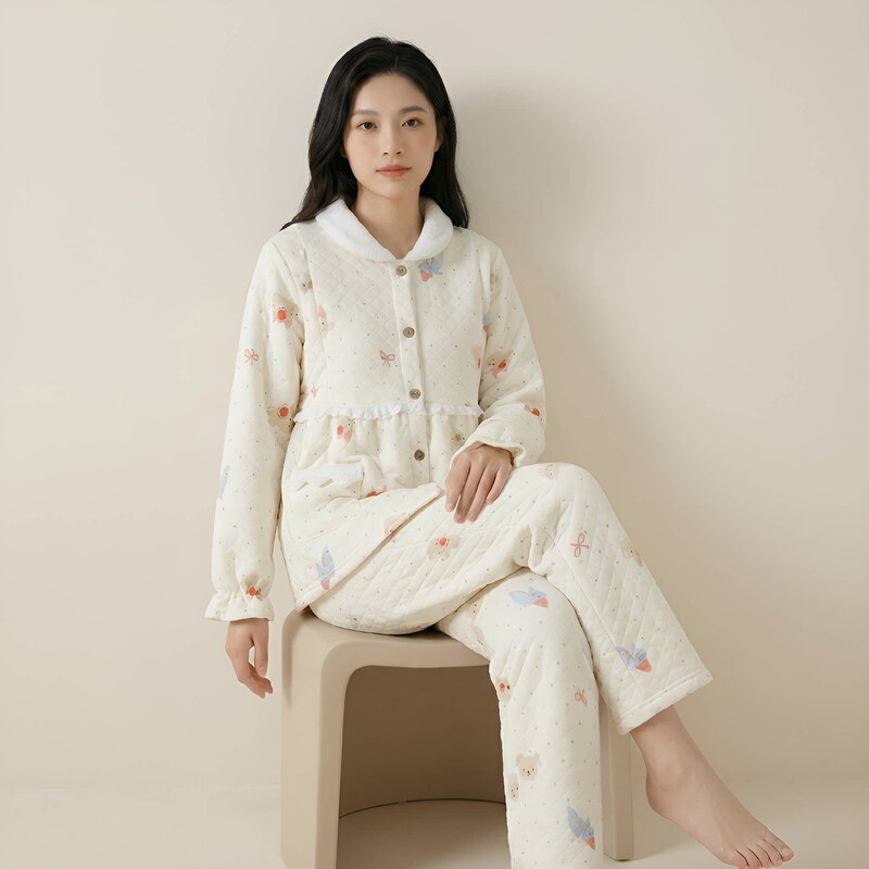 Autumn and Winter Air Cotton Confinement Clothes, Pajamas, Women's Suits, Thickeneded Quilted Warm Clothes, Breastfeeding Home Clothes during Pregnancy Autumn and Winter Air Cotton Confinement Clothes, Pajamas, Women's Suits, Thickeneded Quilted Warm Clothes, Breastfeeding Home Clothes during Pregnancy