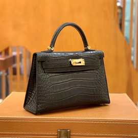 手工缝制凯莉包原厂雾面美洲鳄鱼皮二代凯丽包单肩斜挎女包
