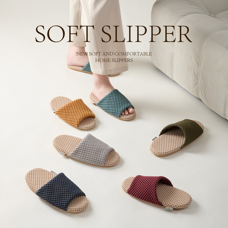 Cross-Border Open Four-Season Slippers Home Carpet Indoor Couple Fabric Wooden Floor Spring and Autumn Soft-Soled Silent Slippers