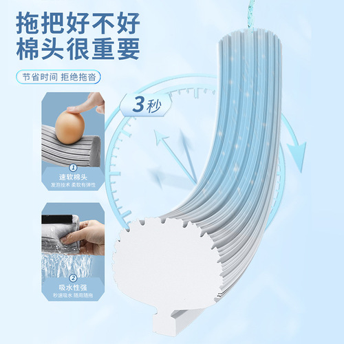 Hand-washable sponge mop for home use  new clean water-absorbing large collodion mopping artifact mop mop