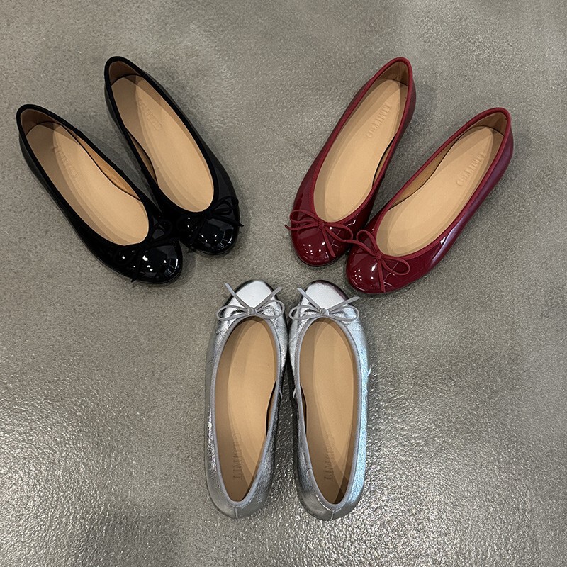 Sheepskin Version~2025 New Style Bowknot Shallow Ballet Flats for Pregnant Women, Sheepskin Single Shoes for Women