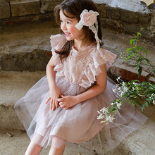 2024夏款草莓珊韩国童装儿童女孩公主风蕾丝背心纱裙实拍现货