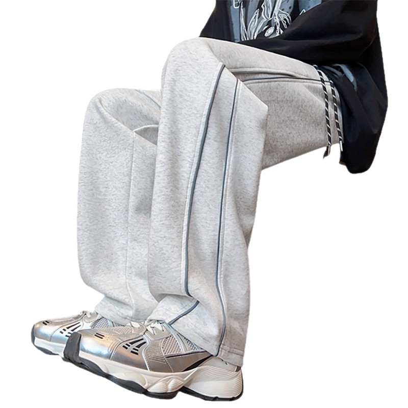 Pantalones de calzado transfronterizos de moda de invierno para hombres nuevos pantalones casuales de calzado recto y cálido para hombres pantalones largos de piernas largas sueltas