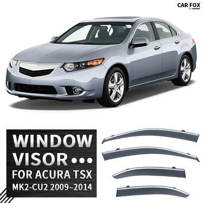 Window visor, Rain shield - standard-packing-without-logo-acura-tsx-mk2-cu2-2009-2014-pc-silver-bright-window-rain
