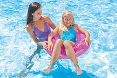 INTEX 59260 Nostalgic Swim Ring Adult Life Vest Children's Seating Ring Water Inflatable Buoy (Green/Pink/Blue)