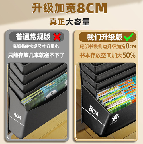 Thickened Large Capacity Desk Hanging Book Bag, Study Desk Side Book Storage Bag, Desk Edge Bag for Middle School and High School Students