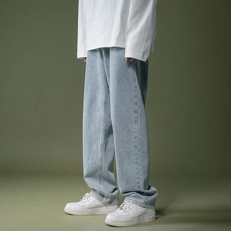 All-match Casual Casual Jeans Men's Trendy Brand 2023 New High Street Pants Loose Straight Wide Leg Pants
