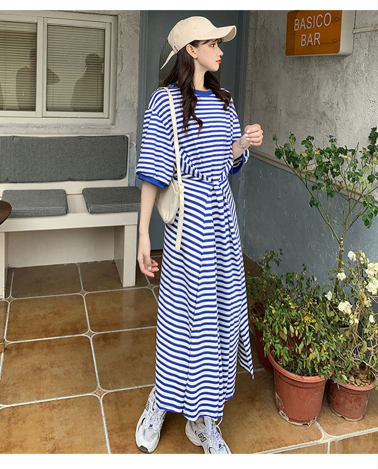 Blue Striped Dress Image 3