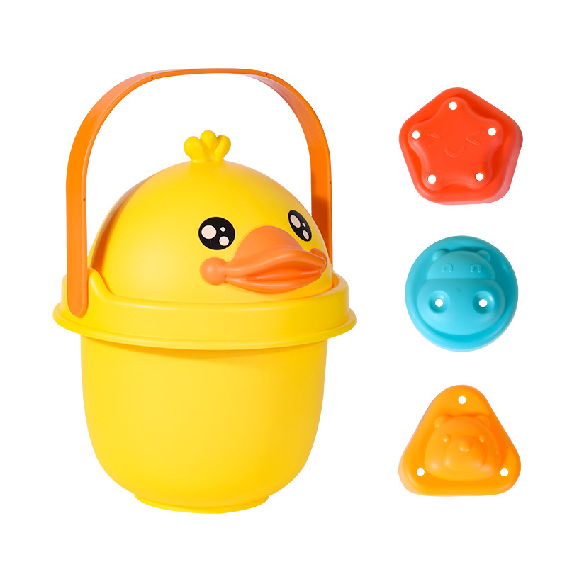 Baño de pato amarillo para niños, cubo de juguete, baño, rociador, pistola de agua, ducha, natación, bebé, juguetes al por mayor
