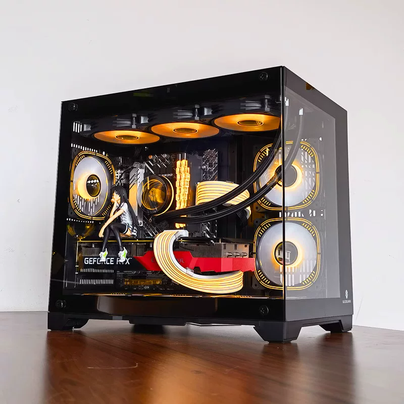 Корпус игрового ПК Seaside Mini/MATX со стеклянной боковой стенкой, водяное охлаждение 360 мм готово, компактный