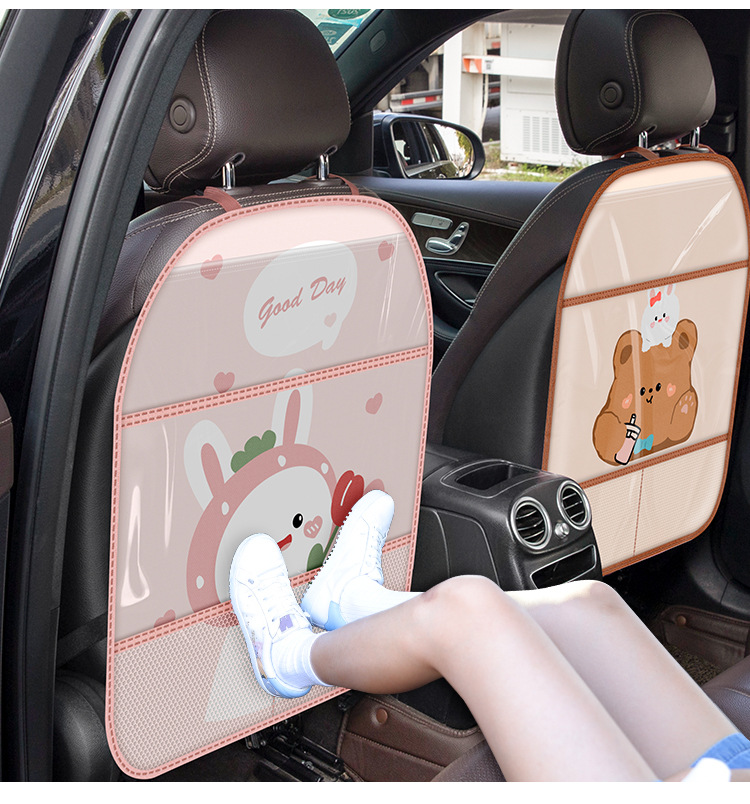 Car seat back anti-kick pad cartoon cute rear storage children's rear seat back dirty-resistant protective cover anti-wear pad