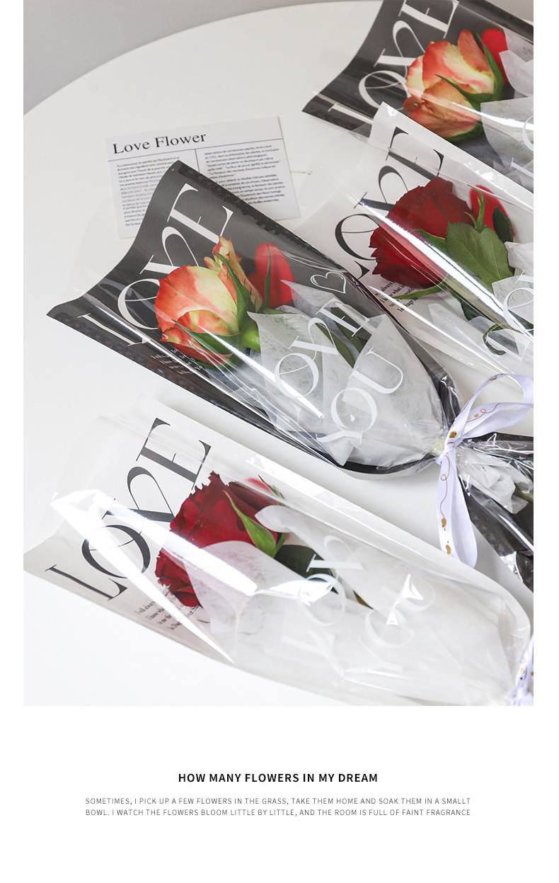 Romantique Lettre Plastique Fête Emballage De Fleur Fournitures De Fête Fournitures D'emballage Cadeau 20 Morceaux display picture 1