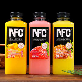 果汁饮品批发添加浓缩NFC草莓汁芒果汁菠萝汁饮料500ml包邮厂家