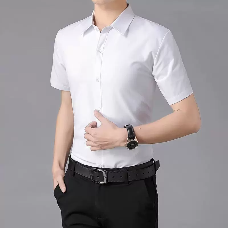 Летняя рубашка для отдыха, с коротким рукавом, Slim fit