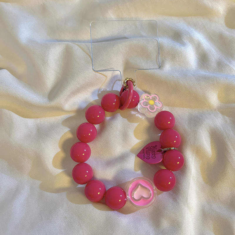 35g Weight Mobile Phone Chain Classification 1 Piece Quantity Daily Occasion Beaded Material Heart Shape, Flower, Strawberry Pattern Epoxy Design Simple Style Style 1 Piece Simple Style Heart Shape Flower Strawberry Beaded Epoxy Mobile Phone Chain 7