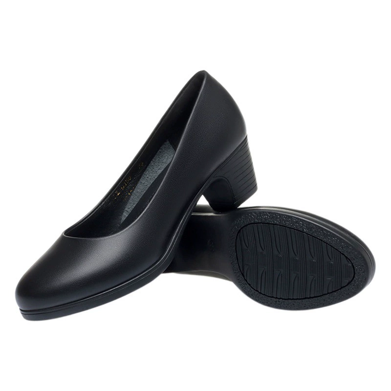 2024 Женская рабочая кожаная обувь на квадратном каблуке