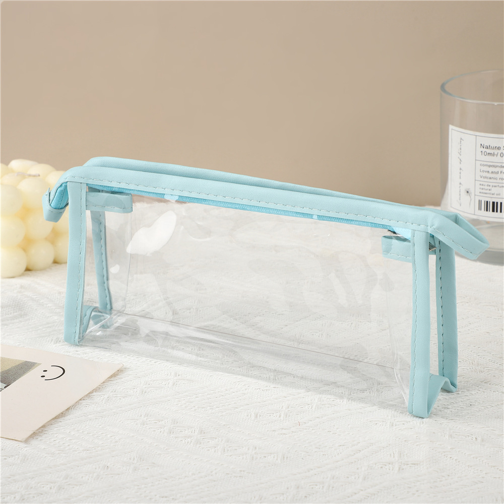 Gran capacidad niñas INS de alto aspecto transparente PVC lápiz caso en stock regalos promocionales estudiante examen papelería bolsa de almacenamiento