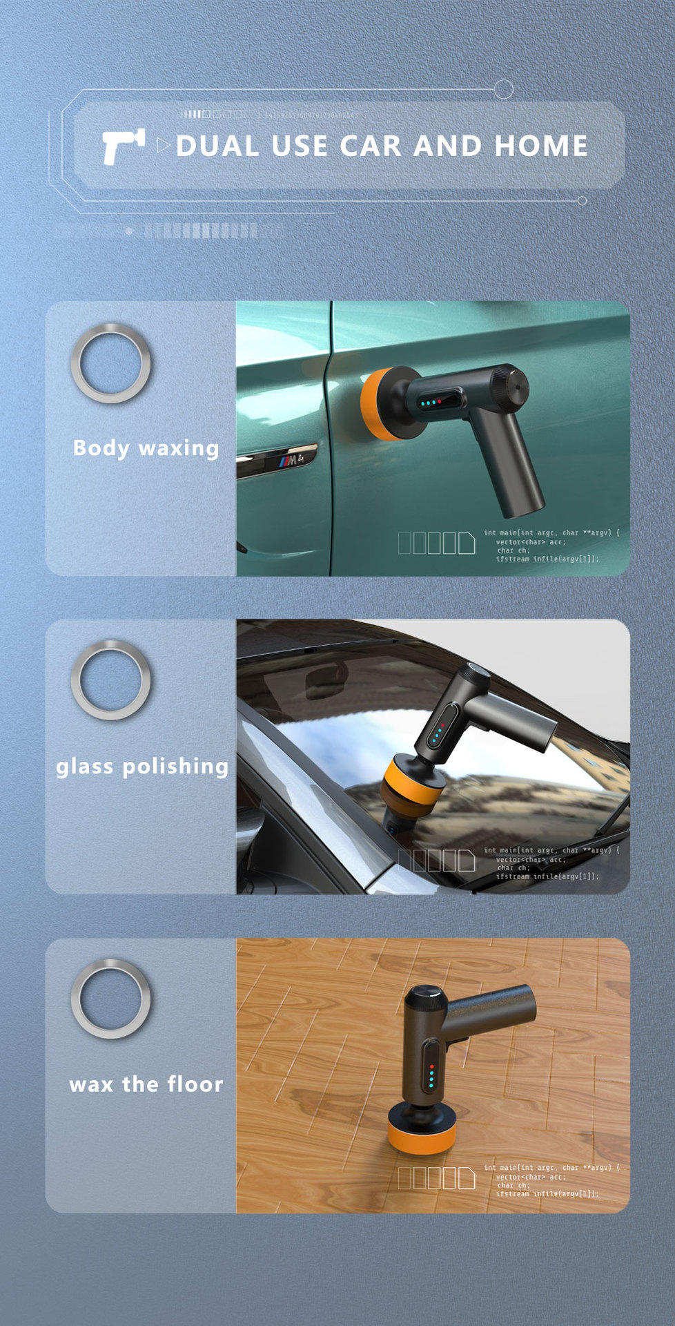Car polisher waxing machine car wireless small polisher electric car household digital display polishing cross-border