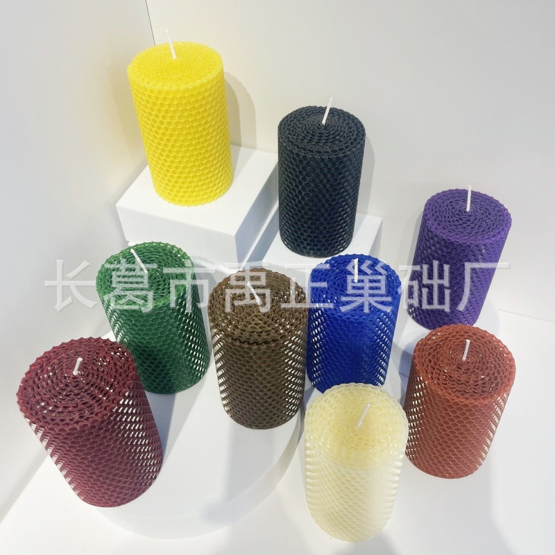 Cera de abeja enrollada a mano cera de abeja columna de cera residencial restaurante occidental modelo decoración de la casa adornos románticos atmósfera familiar vela