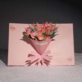 3d激光纸雕花束立体贺卡感恩母亲节教师节毕业祝福小卡片生日留言