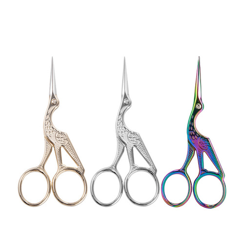 Factory direct supply of crane-shaped stainless steel scissors, embroidery scissors, gold-plated crane-shaped scissors, stainless steel scissors, crane scissors
