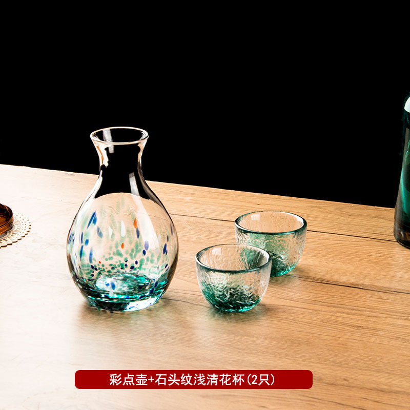 Glossy colorful pot + light clear stone pattern cup 40ml (2 pieces)