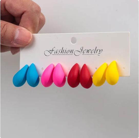 25g Weight Ear Studs Classification 1 Pair Quantity Daily Occasion Acrylic Material Water Droplets Pattern Women's Gender Plating Design IG Style, Classic Style Style 1 Pair IG Style Classic Style Water Droplets Plating Arylic Ear Studs 6