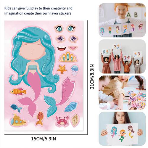 CM2302001 Cross-border children's mermaid princess DIY puzzle handbook puzzle cartoon stickers