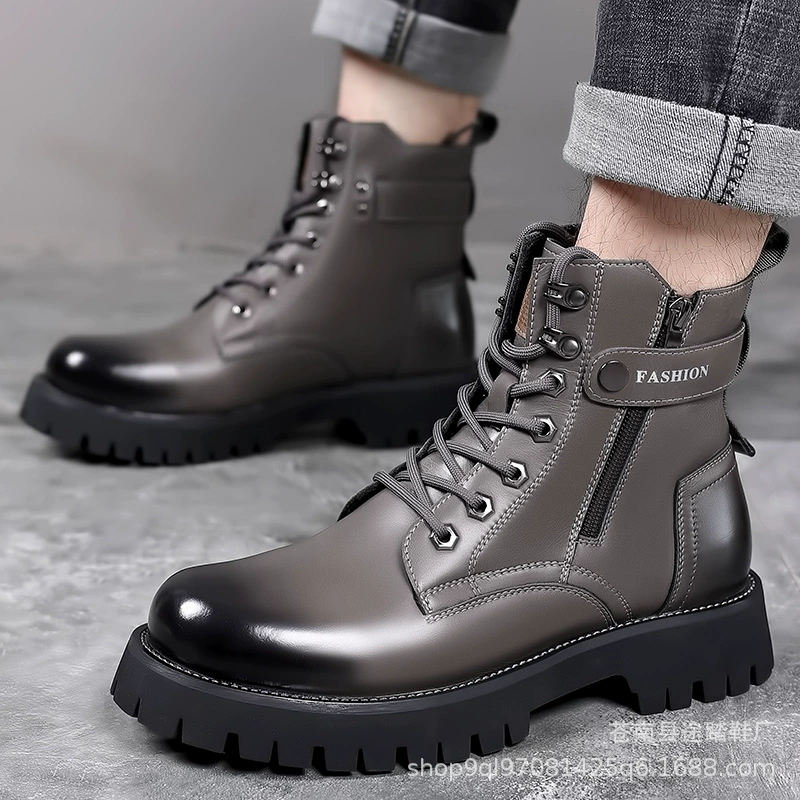 Martin сапоги мужчины высокая банда новая зимняя шерсть плюс бархат в британском стиле