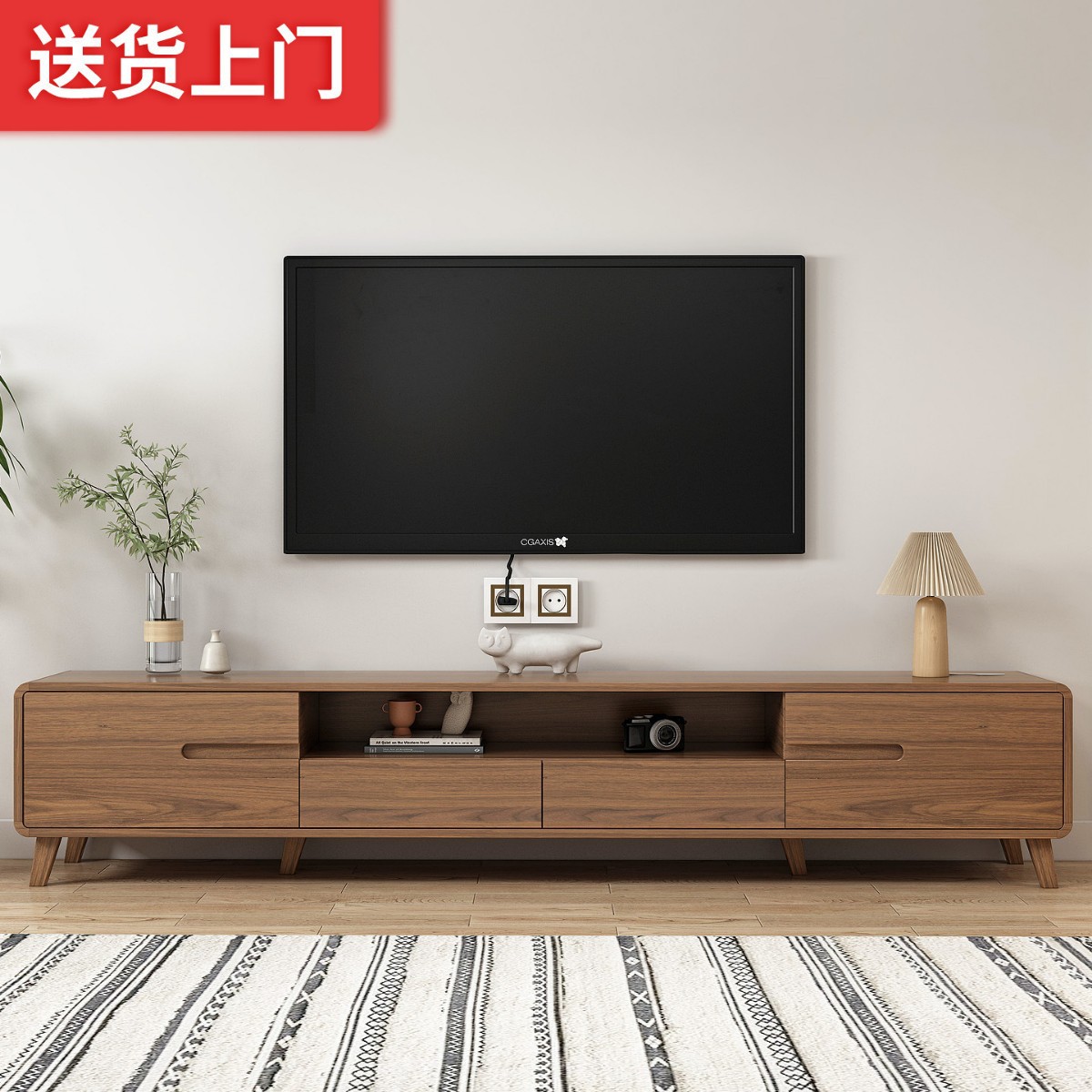 New Tv Cabinet Modern Simple Coffee Table Combination Small Apartment Floor Cabinet New Chinese Style Living Room Floor Side Cabinet Tv