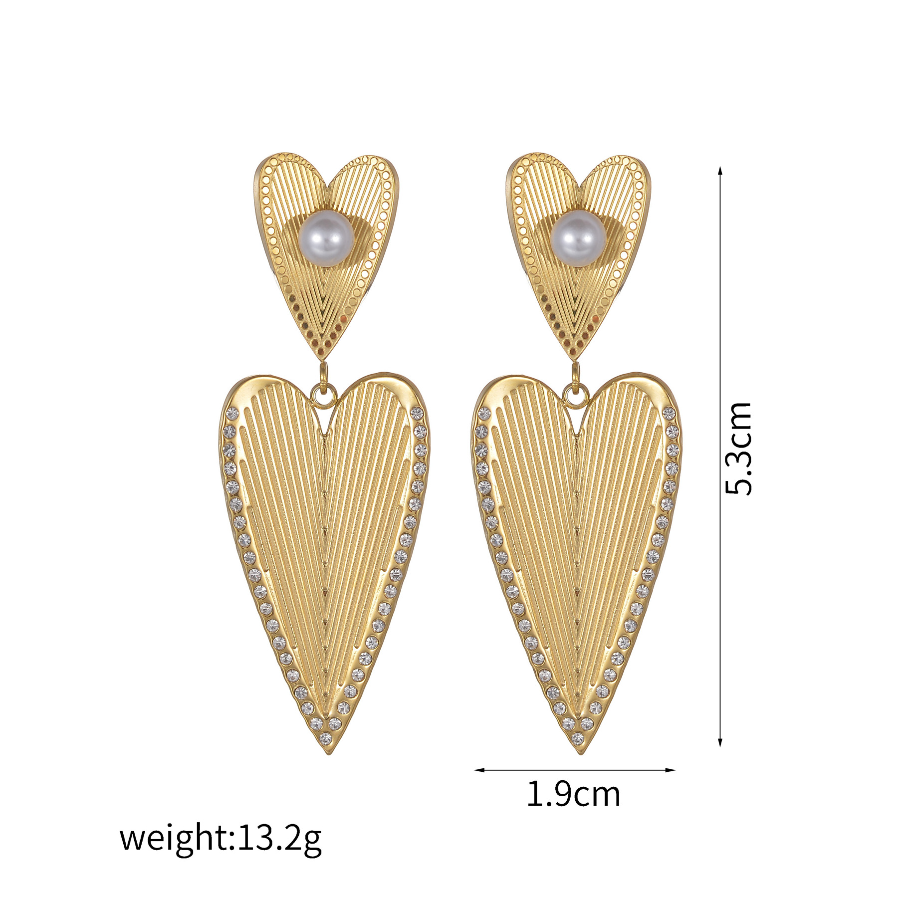 9g Weight PVD Coated Gold Plating Process 201 Stainless Steel Ear Needle Material 18K Real Gold Plated Plating Material Stone-Free Inlay Material Drop Earrings, Ear Studs Classification 1 Pair Quantity Daily Occasion 201 Stainless Steel Material Heart Shape Pattern Women's Gender Retro, IG Style Style Mixed Metal, Plating Craft 1 Pair IG Style Retro Heart Shape Mixed Metal Plating 304 Stainless Steel Drop Earrings Ear Studs 13