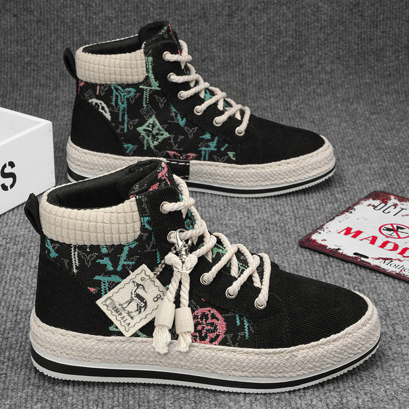 Velocidad de tela de meandarra, zapatos casuales para hombres de alto nivel, nuevos zapatos deportivos retro diarios de alta altura de otoño.