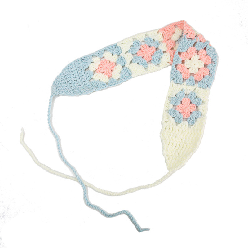 Francia cereza toallas triangulares mujeres primavera y otoño viajes padres-hijos gancho de punto flores hueco pañuelo de arte correa de pelo gorro