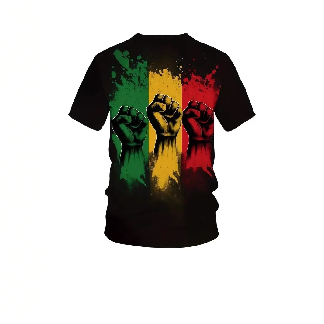 2024 venta caliente contraste color puños graffiti impresión 3D hombres calle moda suelta transpirable manga corta cuello redondo camiseta