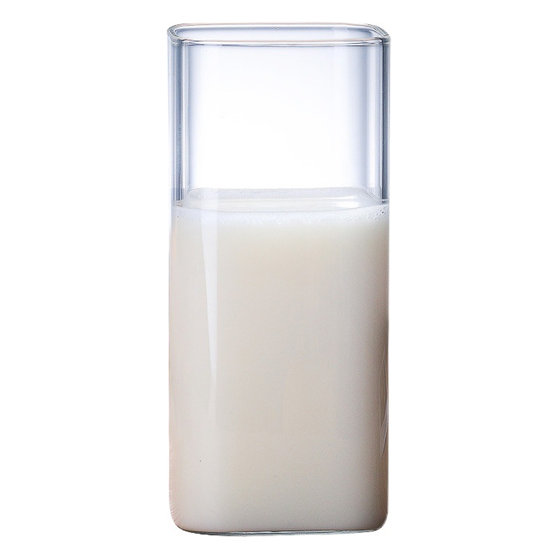 Venta al por mayor multi-especificación cuadrado de vidrio transparente de una sola capa taza de vidrio de borosilicato doméstico jugo de leche taza de café