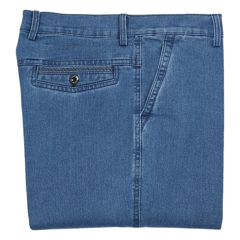 Весенне-летние тонкие деловые джинсы среднего возраста мужские брюки больших размеров оптом эластичные свободные прямые брюки с высокой талией в винтажном стиле