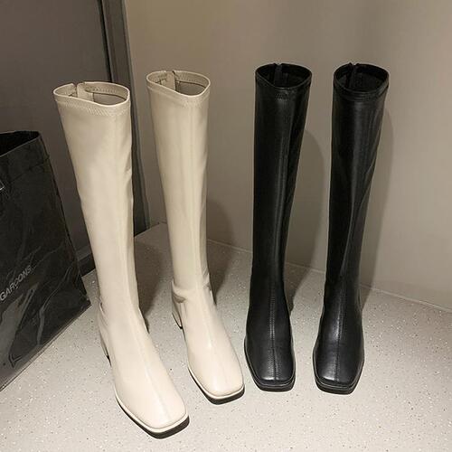 Women's tall boots, long boots for spring and autumn, knee-high white boots, sleek mid-calf boots, and riding-style boots