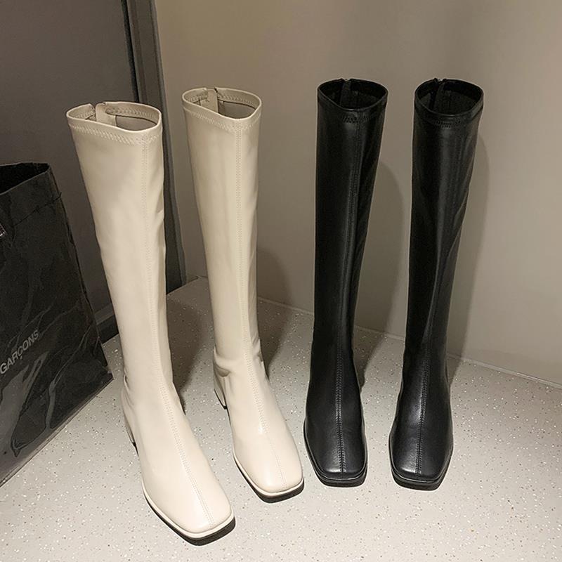 Long Boots for Women, 2025 Spring and Autumn High Boots, White Over-The-Knee Riding Boots, Slim Mid-Calf Boots