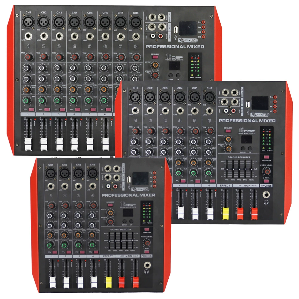 Мунтёр с усилителем мощности на сцене Домашнее звуковое оборудование с Bluetooth USB5-сегментный сбалансированный микшер