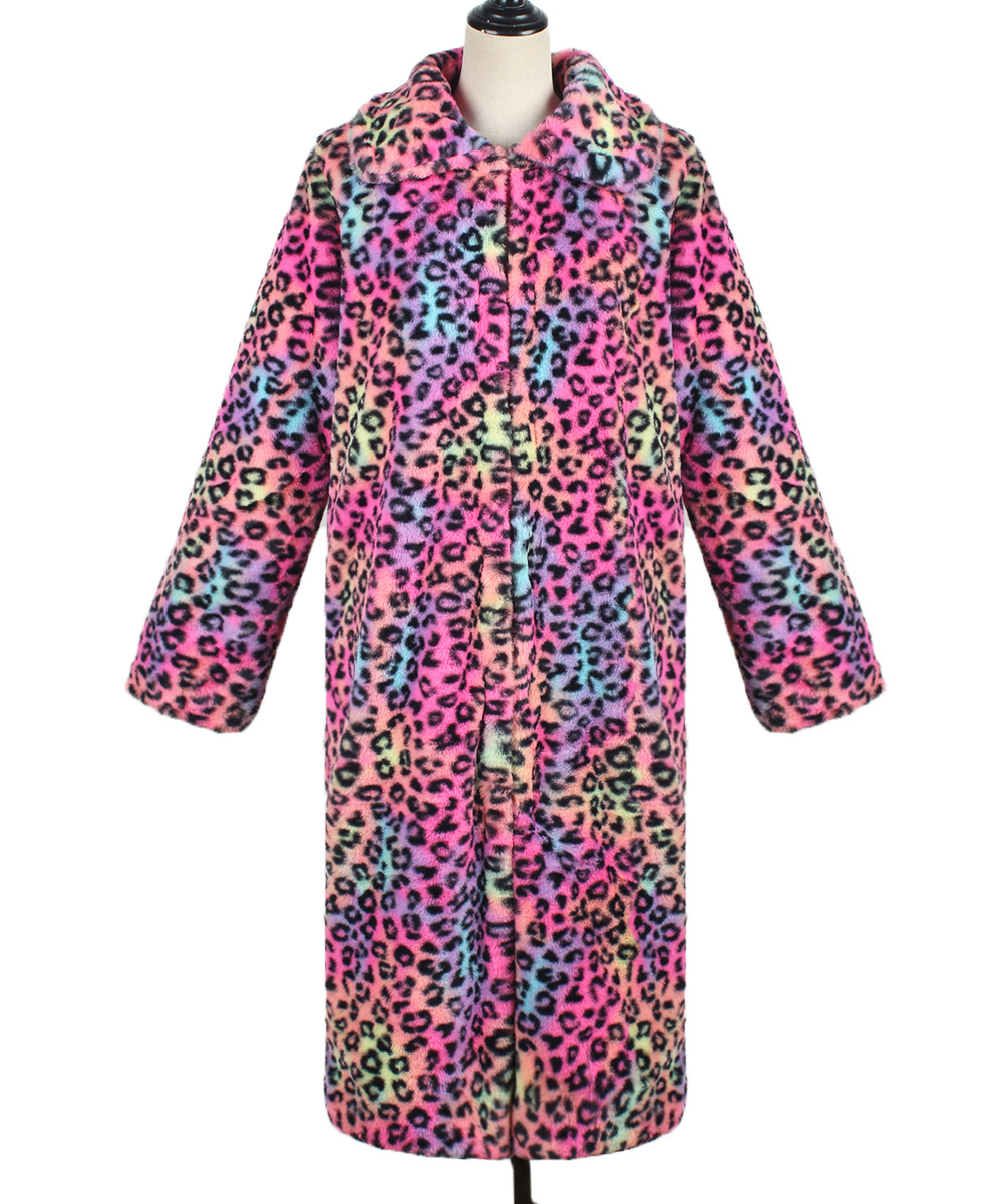 Women's Clothing hot selling leopard print   fur plush lapel coat long fashionable autumn and winter new style_voghion.com