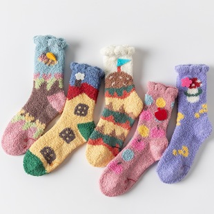 Autumn and Winter coral velvet socks women's winter thickened warm home floor socks Japanese cartoon women's sleep socks
